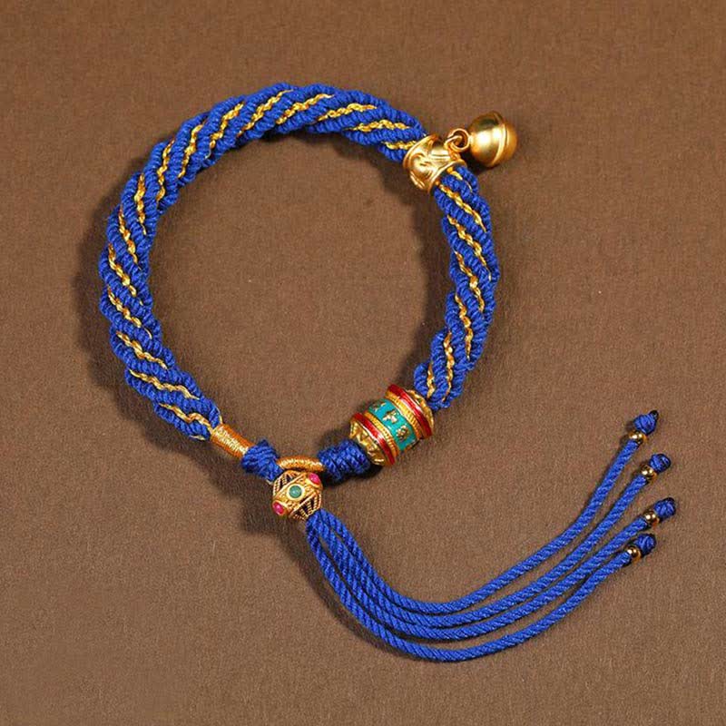 Bracelet de Prière Tibétain Thangka en Fil Rouge, Protection & Chance