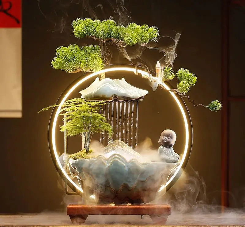Souffle Clair · Fontaine d’Encens LED Cascade Zen