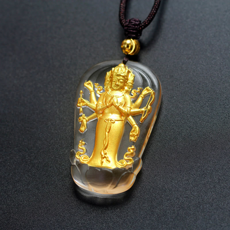 Collier Avalokitesvara Cristal Liuli Plaqué Or