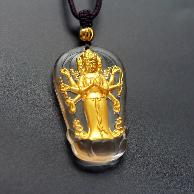 Collier Avalokitesvara Cristal Liuli Plaqué Or