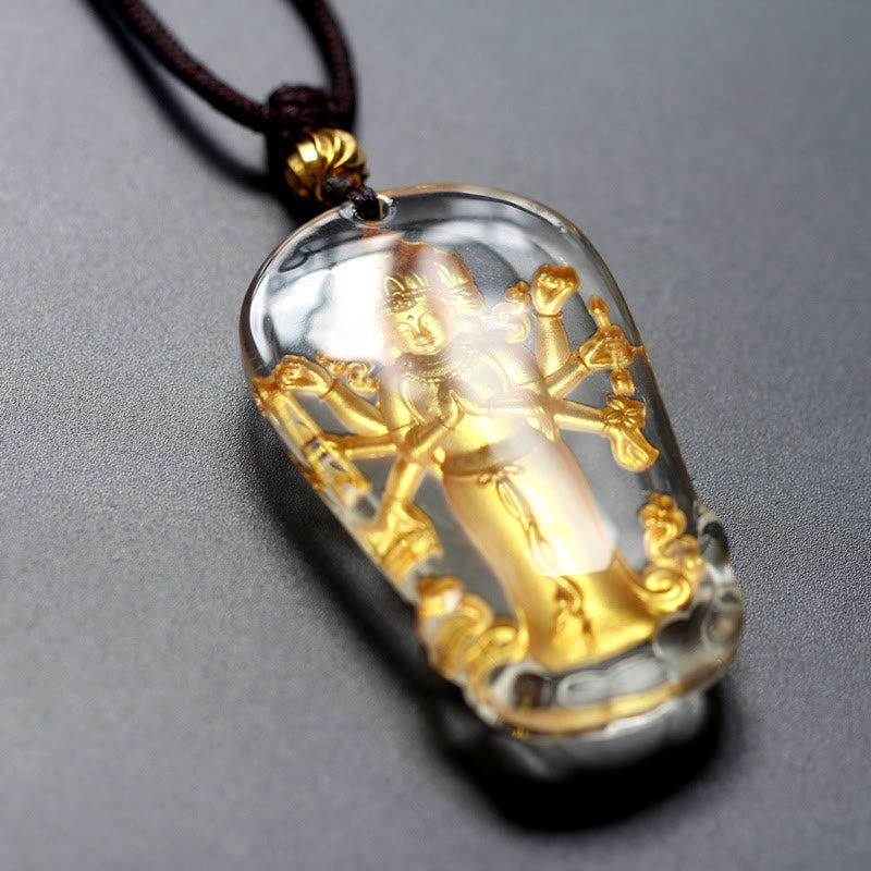 Collier Avalokitesvara Cristal Liuli Plaqué Or