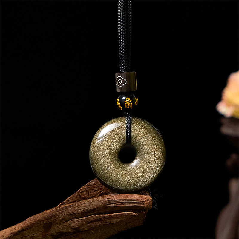 Collier Boucle de Paix en Obsidienne Dorée Naturelle