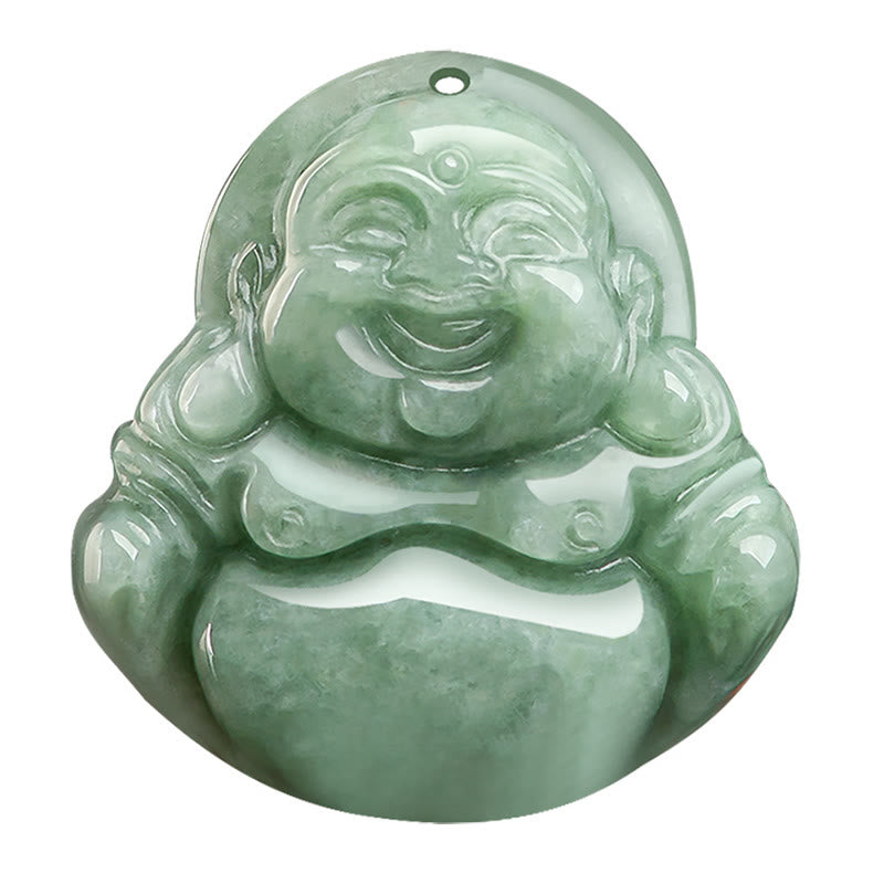 Collier Bouddha Rieur en Jade Vert Naturel