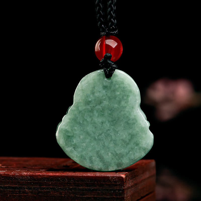 Collier Bouddha Rieur en Jade Vert Naturel