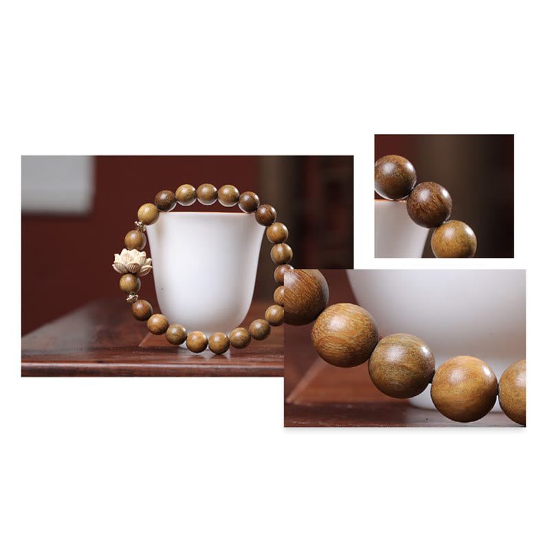 Bracelet Lotus en Bois de Santal Vert – Sérénité & Ancrage Naturel