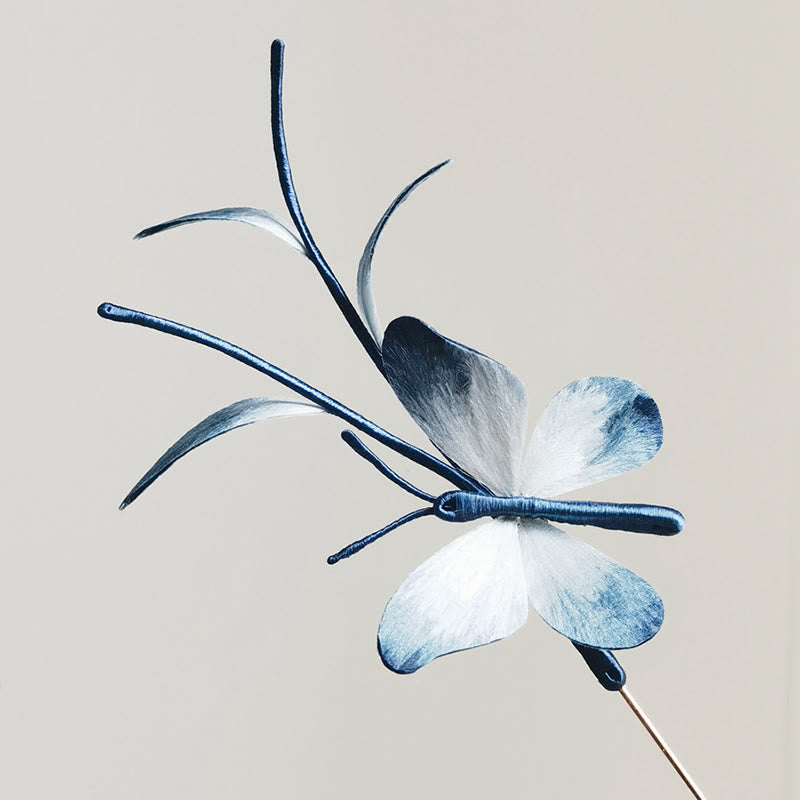 Broche & Pic à Cheveux Papillon Soie de Mûrier