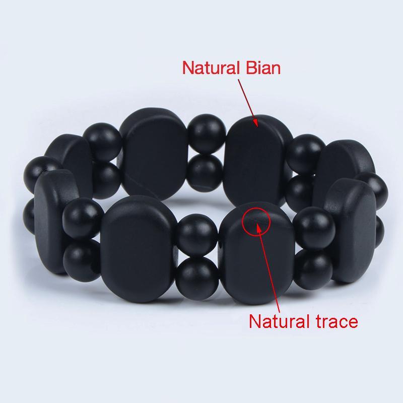 Bracelet en Pierre de Bian Noire Naturelle (19 cm)