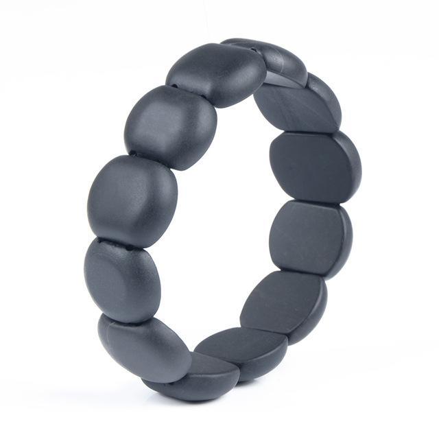 Bracelet en Pierre de Bian Noire Naturelle (19 cm)