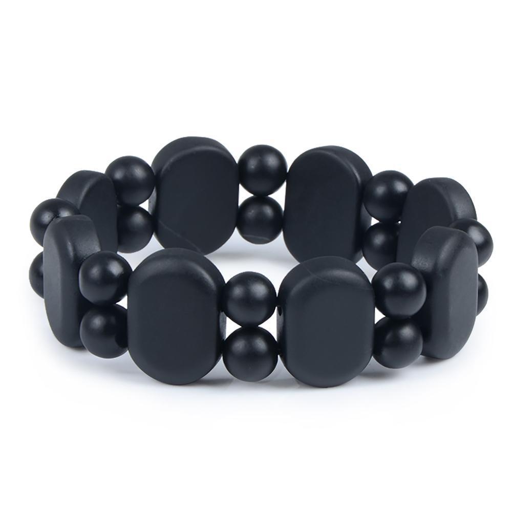 Bracelet en Pierre de Bian Noire Naturelle (19 cm)