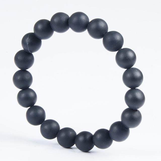 Bracelet en Pierre de Bian Noire Naturelle (19 cm)