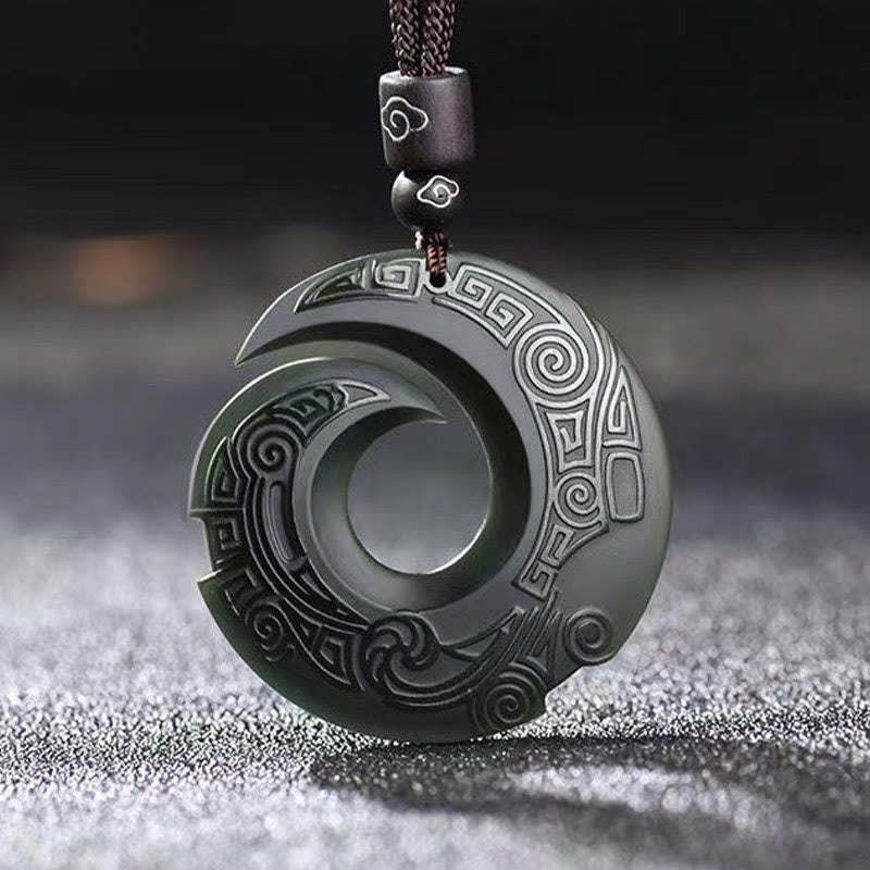 Collier Boucle de la Paix en Jade Hetian Cyan Naturel