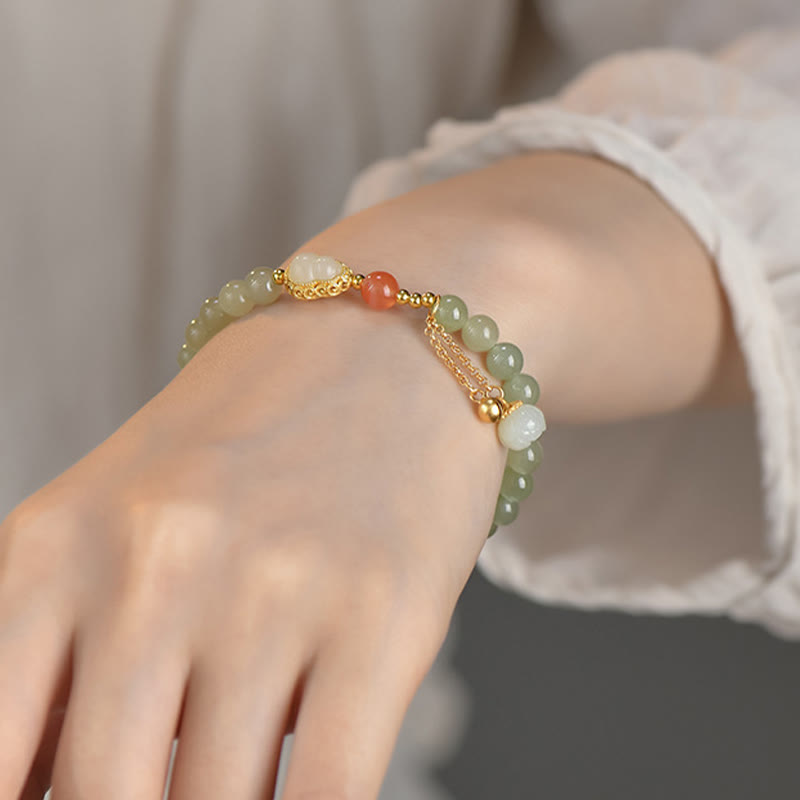 Bracelet Lotus Jade Hetian & Argent 925 – Abondance & Élégance