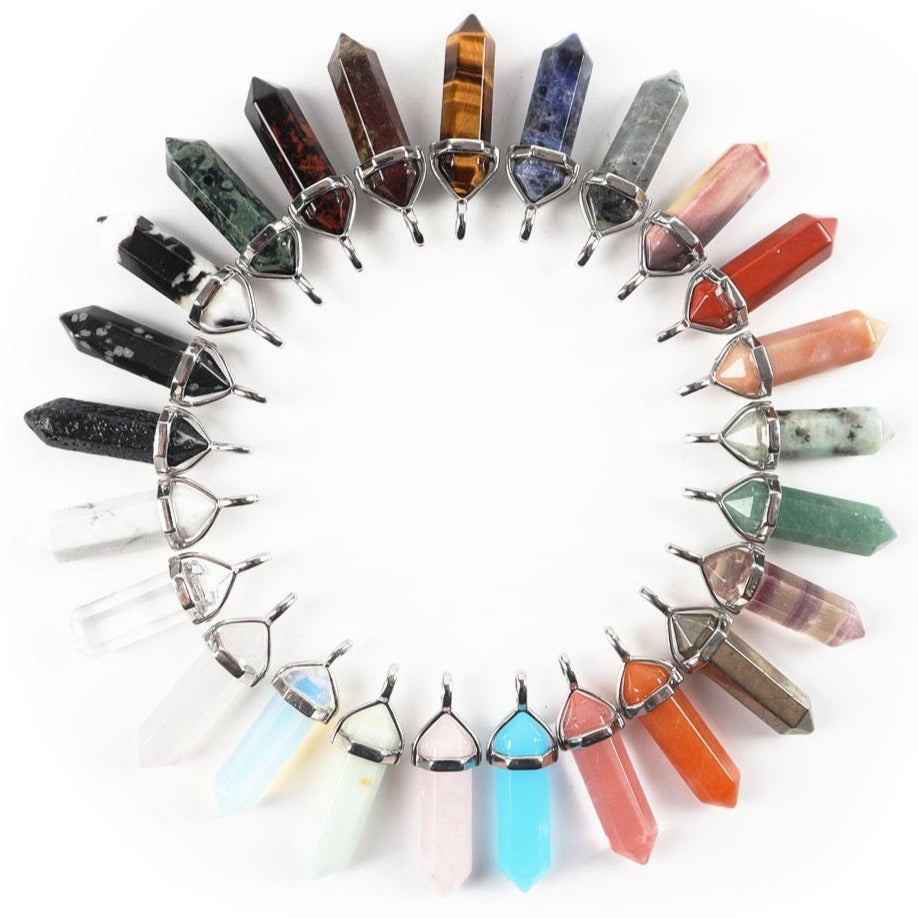 Pendentif Chakra Hexagonal en Pierre Naturelle (38 mm)