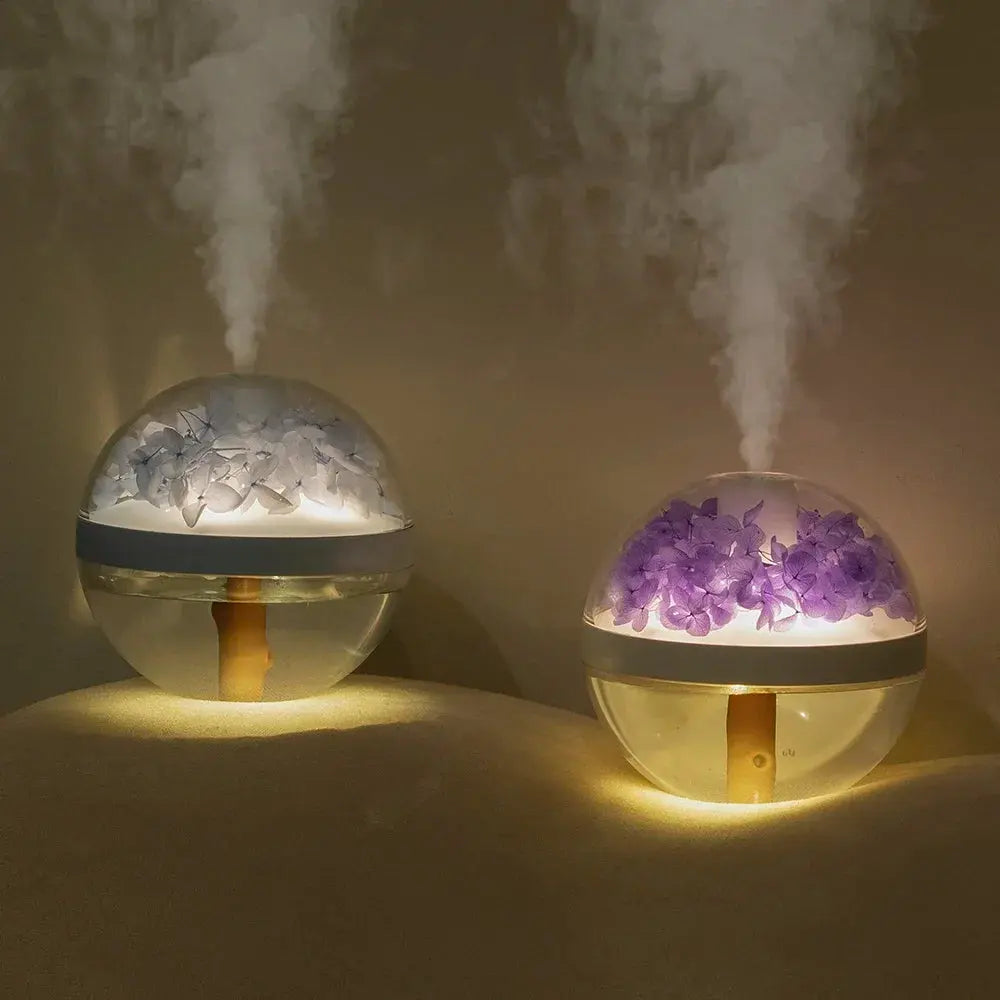 Diffuseur d’Huiles Essentielles USB Rechargeable Effet Fleurs & LED