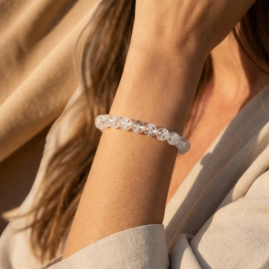 Bracelet Esprit Léger en Cristal de Roche Craquelé