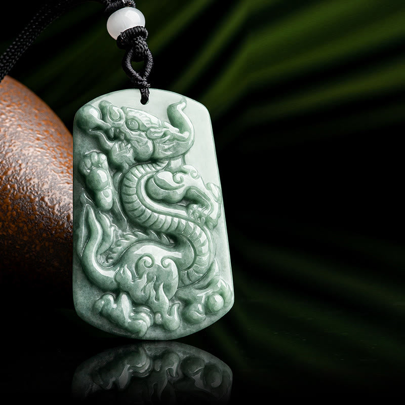 Collier Dragon & Phénix en Obsidienne Noire Naturelle