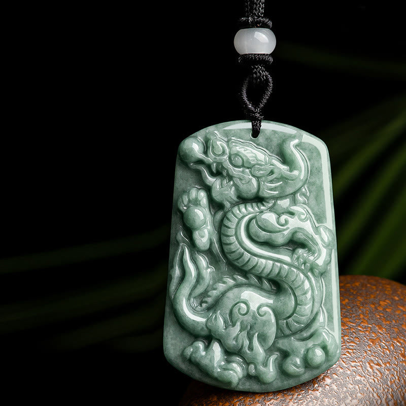 Collier Dragon & Phénix en Obsidienne Noire Naturelle