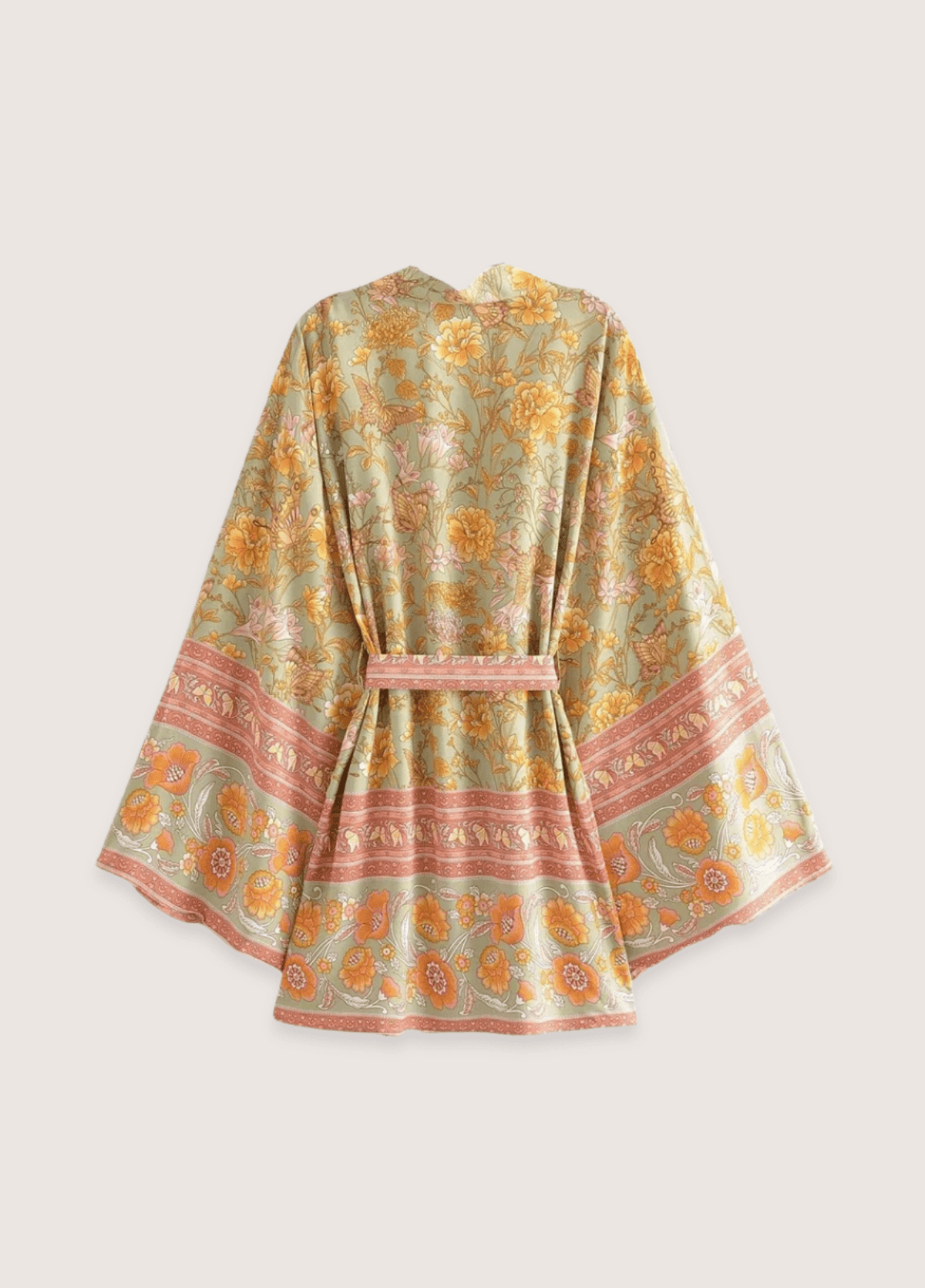 Kimono court femme floral jaune – Aurore
