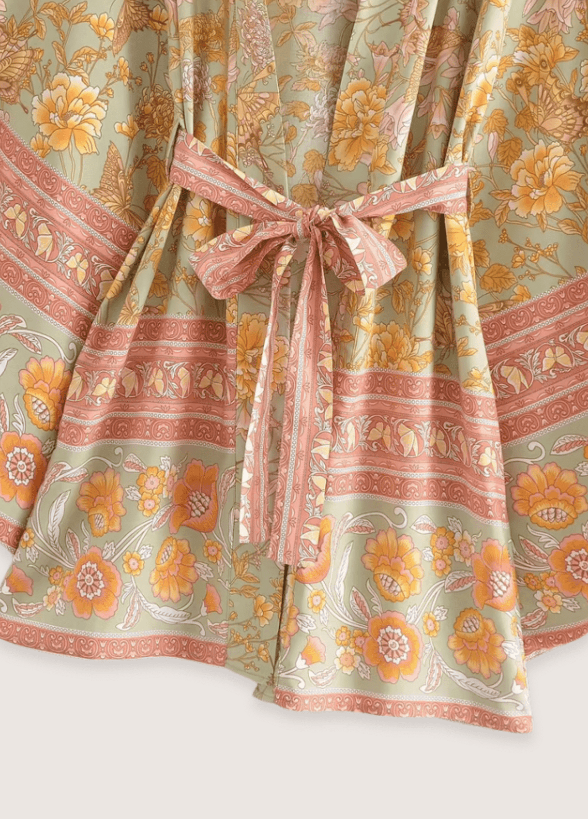 Kimono court femme floral jaune – Aurore