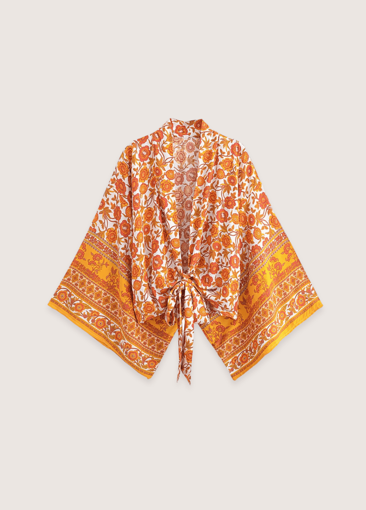 Kimono court femme viscose jaune