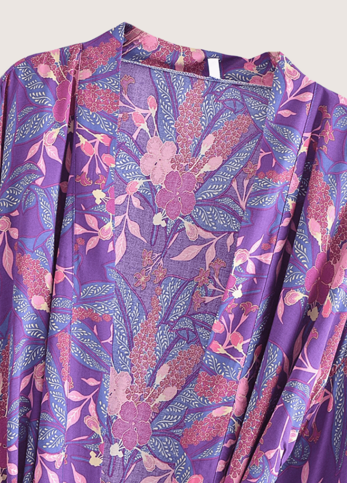 Kimono court femme viscose floral violet (plage)