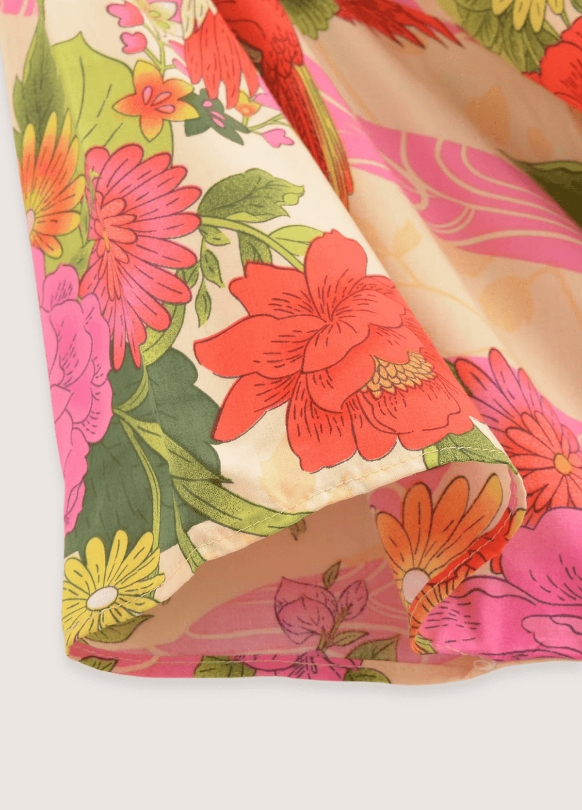 Kimono long femme viscose motif chrysanthème rose – Pivoine