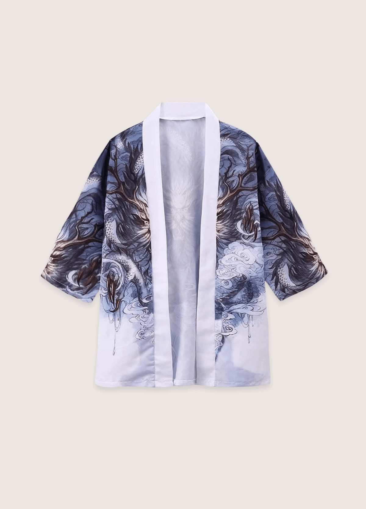 Kimono mixte motif dragon blanc (Édition Prestige)