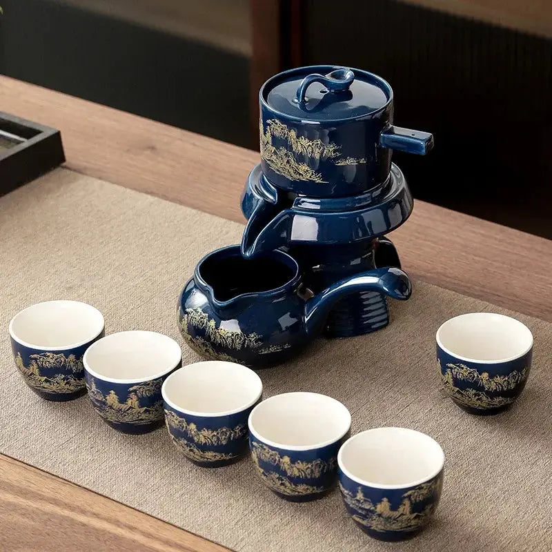 Service de Thé Gongfu Cha en Céramique Décorée, Élégance & Tradition