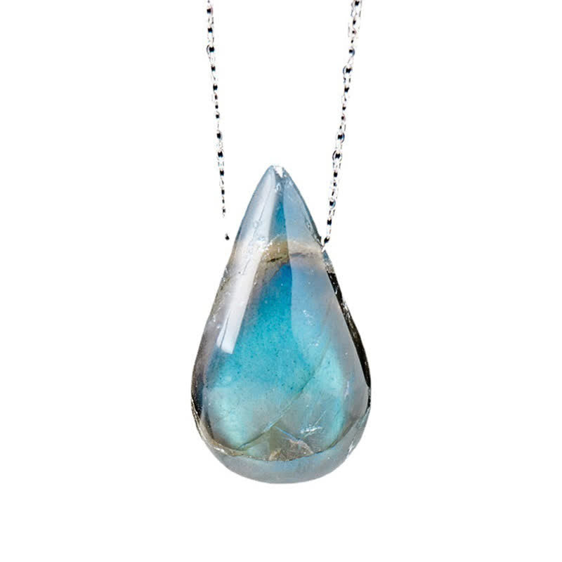 Collier Pendentif Goutte d’Eau en Labradorite Naturelle
