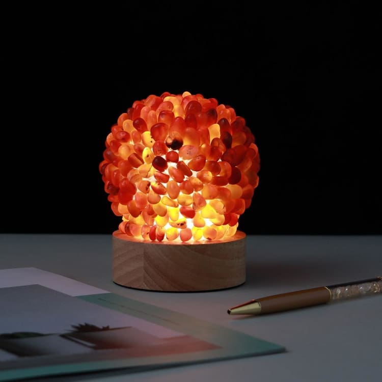 Lampe de Chevet en Agate Rouge – Lumière & Énergie Naturelle