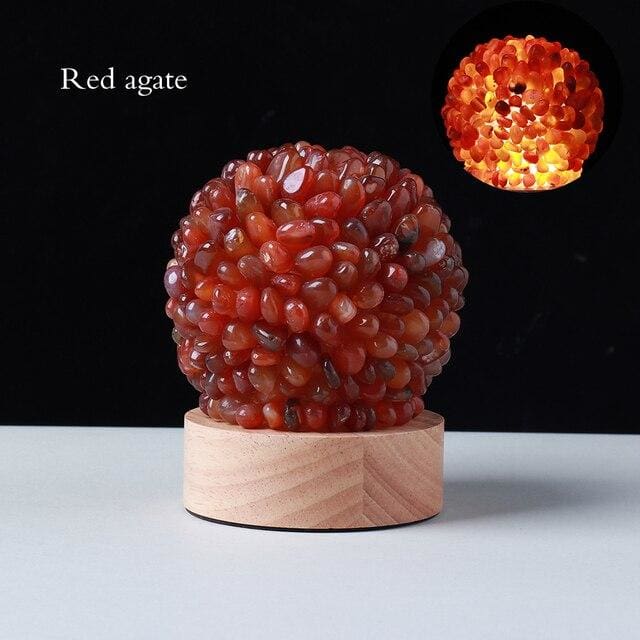 Lampe de Chevet en Agate Rouge – Lumière & Énergie Naturelle