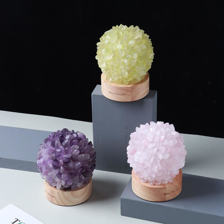Lampe de Chevet en Citrine – Lumière Naturelle & Énergie Positive
