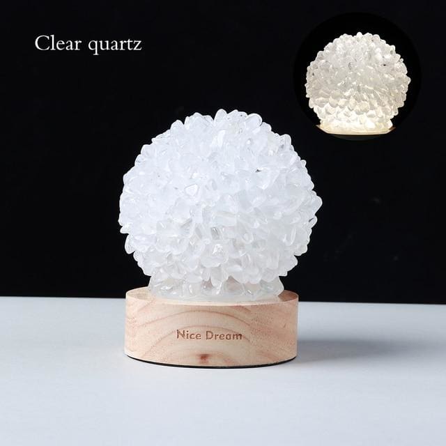 Lampe de Chevet en Quartz Blanc – Lumière Pure & Énergie Cristalline