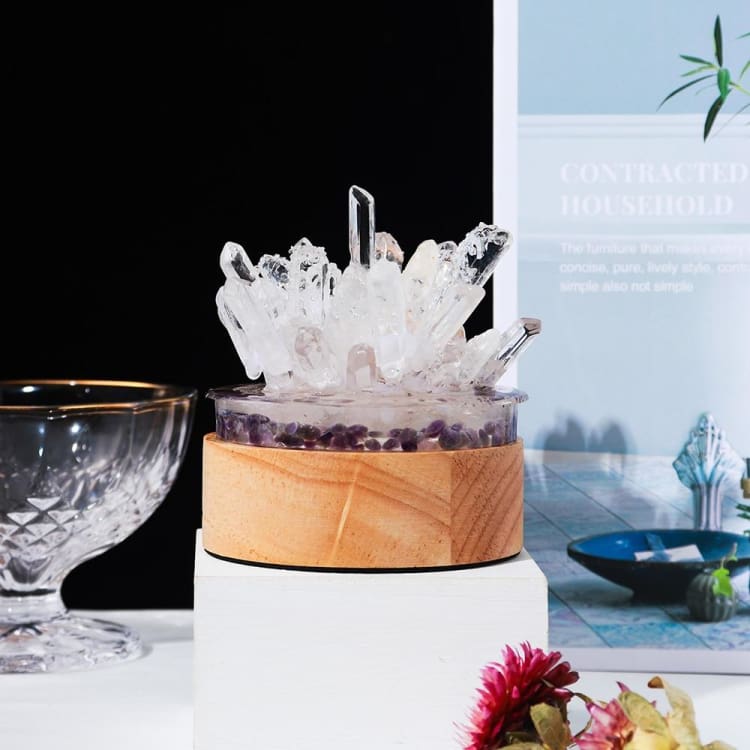 Lampe de Chevet en Quartz Clair – Lumière Pure & Énergie Cristalline