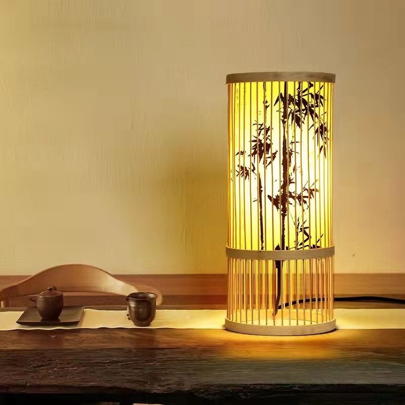 Lampe de Chevet Japonaise en Bambou Zen – Éclairage Doux & Ambiance Naturelle pour Chambre & Salon
