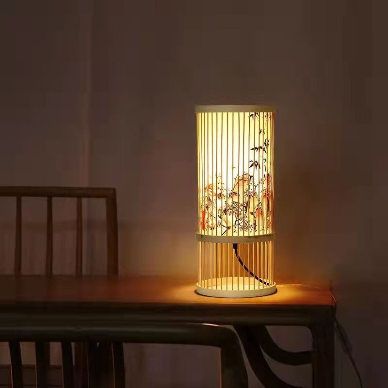 Lampe de Chevet Japonaise en Bambou Zen – Éclairage Doux & Ambiance Naturelle pour Chambre & Salon