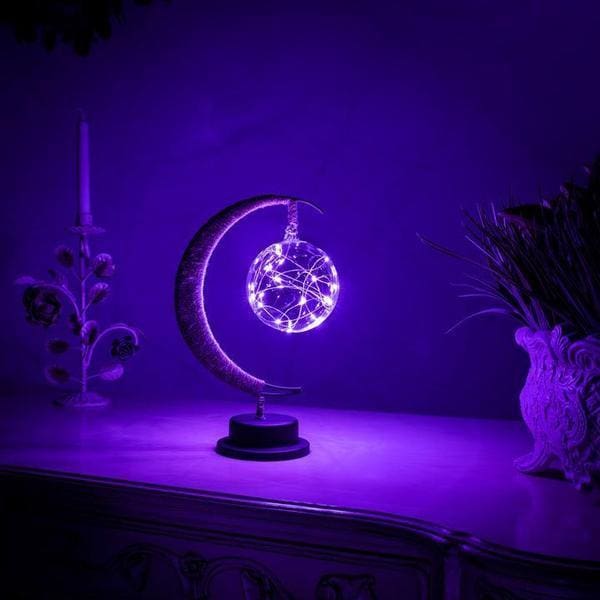 Lampe Lune en Corde de Chanvre – Ambiance Naturelle & Luminance Douce