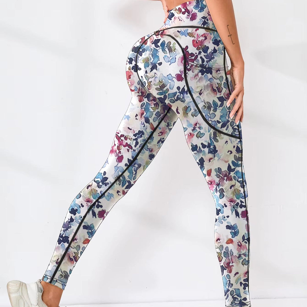 Legging de Yoga Moderne Motif Floral en Polyester
