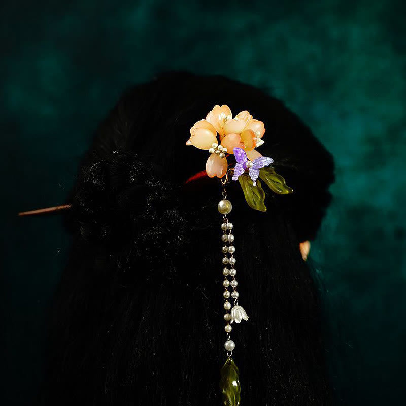 Pic à Cheveux Fleur de Muguet & Perles – 18 cm