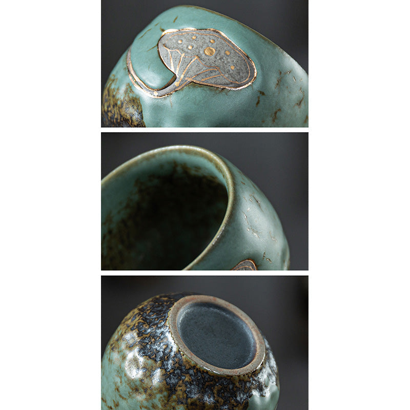 Tasse à Thé en Céramique Gravée Gousse de Lotus (120 ml / 155 ml)