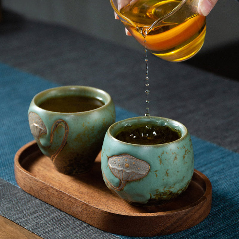 Tasse à Thé en Céramique Gravée Gousse de Lotus (120 ml / 155 ml)