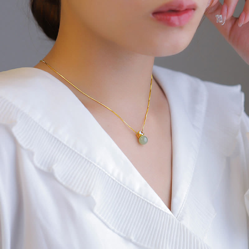 Collier Lucky Bead en Jade Naturel