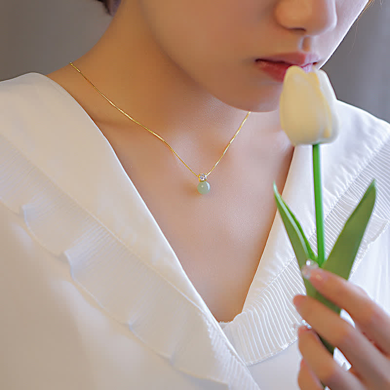 Collier Lucky Bead en Jade Naturel