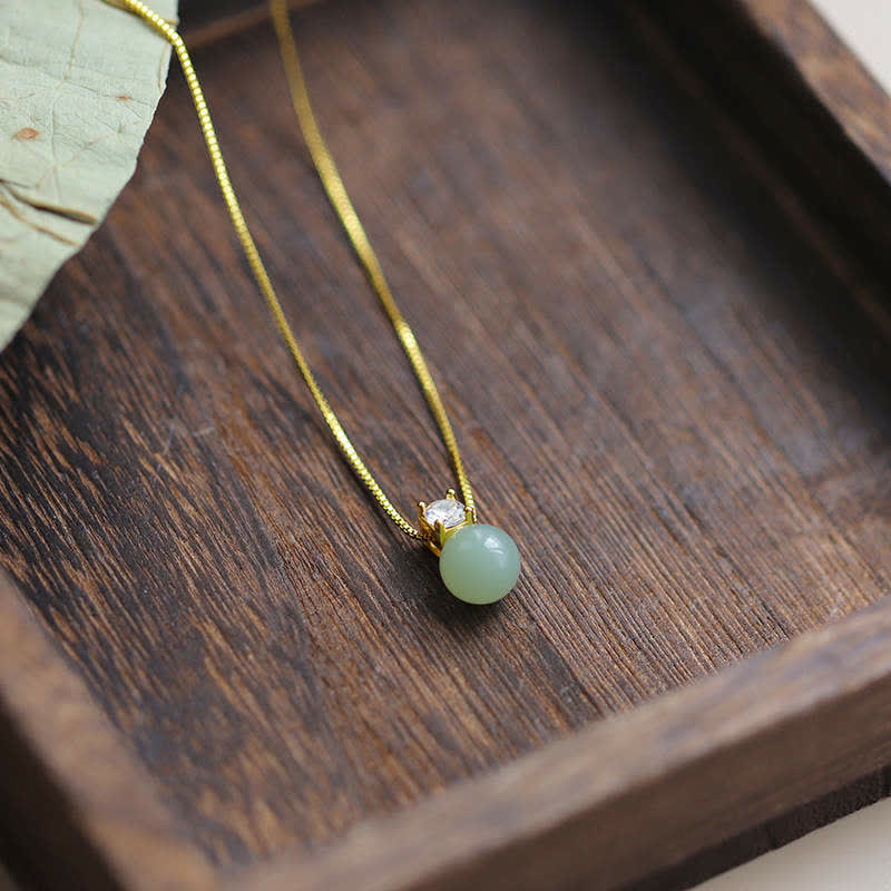 Collier Lucky Bead en Jade Naturel