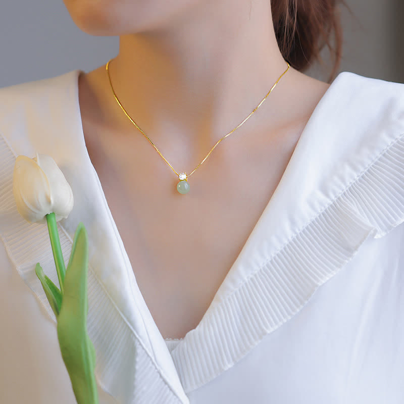 Collier Lucky Bead en Jade Naturel