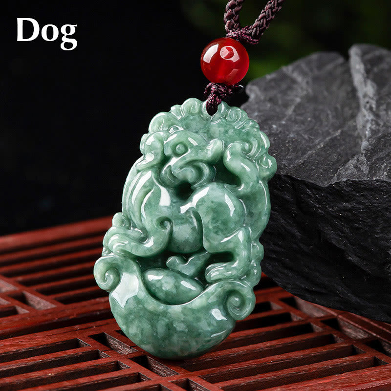 Collier en Jade Naturel Zodiac Chinois (12 Signes)