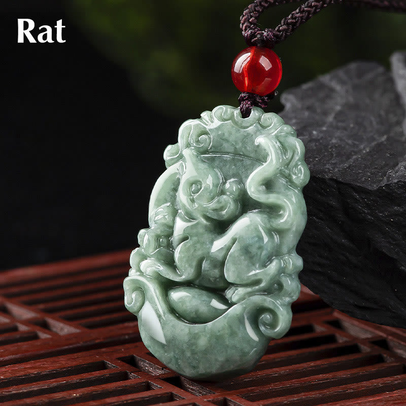 Collier en Jade Naturel Zodiac Chinois (12 Signes)
