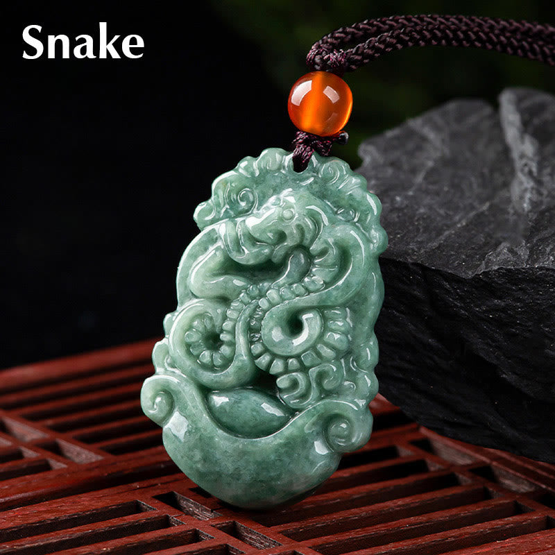 Collier en Jade Naturel Zodiac Chinois (12 Signes)