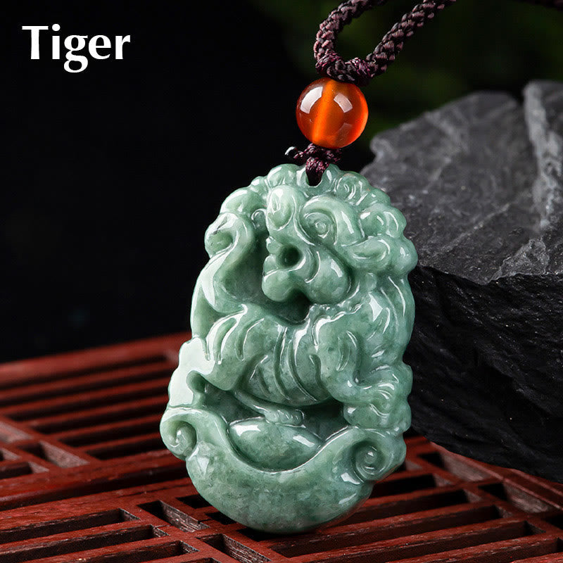 Collier en Jade Naturel Zodiac Chinois (12 Signes)