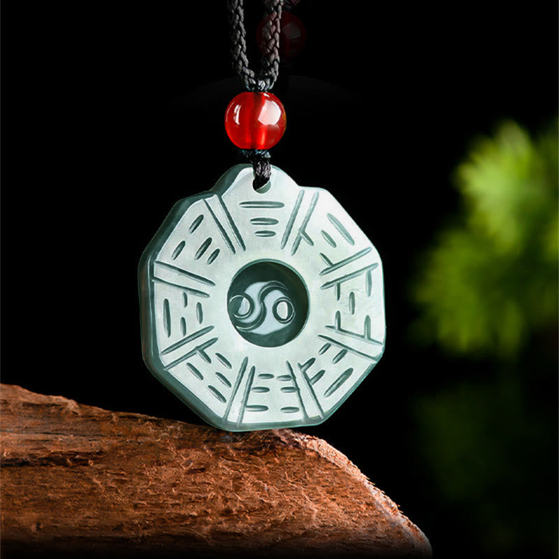 Collier Feng Shui Bagua Yin Yang en Jade Naturel